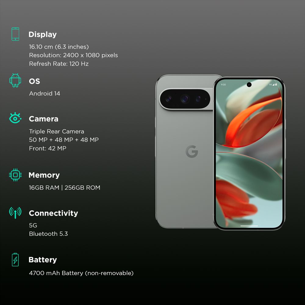 Buy Google Pixel 9 Pro 5G (16GB RAM, 256GB, Hazel) Online Croma
